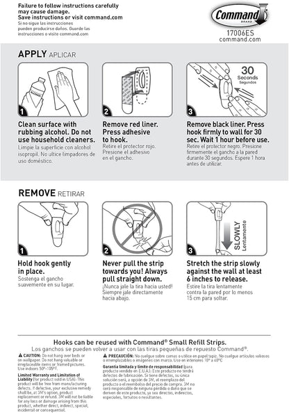 Command Damage Free Hanging Light Clips, 18 White Wall Hooks and 24 Command Strips