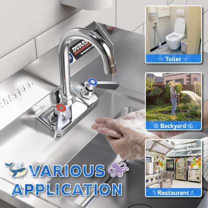 DuraSteel Stainless Steel Sink - NSF Commercial Wall Mount Kitchen Sink - Small Hand Sink with 12" x 10" x 5.5"D Wash Basin - With Sink Strainer and Faucet - For Laundry, Restaurants, Bars, and More