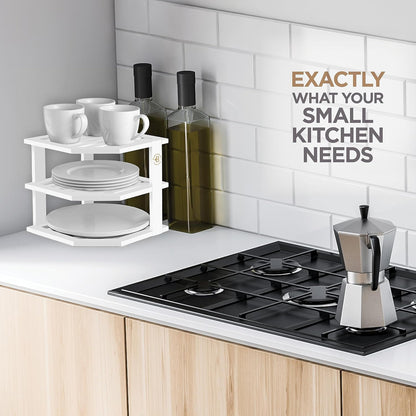 Bambuesi Plate Organizer for Cabinet, Bamboo Kitchen and Bathroom Space Saving Organizer