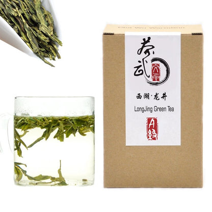 ChaWuWarmSun [A] LongJing Green Tea Loose Leaf - 3.5oz/100g Dragon Well Tea - Origin Hangzhou Chinese Whole Leaf