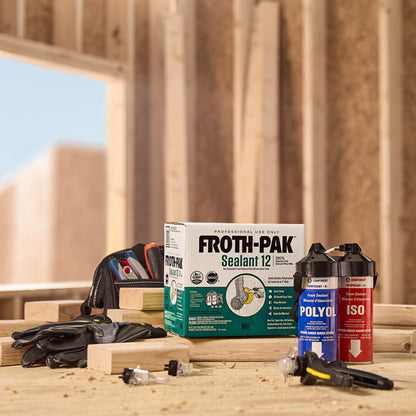 Froth-Pak 12 Spray Foam Sealant Kit, 3ft Hose, 2-Pack. Low GWP Formula. Seals Cavities, Penetrations & Gaps. Yields Up to 12 Board ft. at 2” Thick, 4” Width. Two Component, Polyurethane, Closed Cell