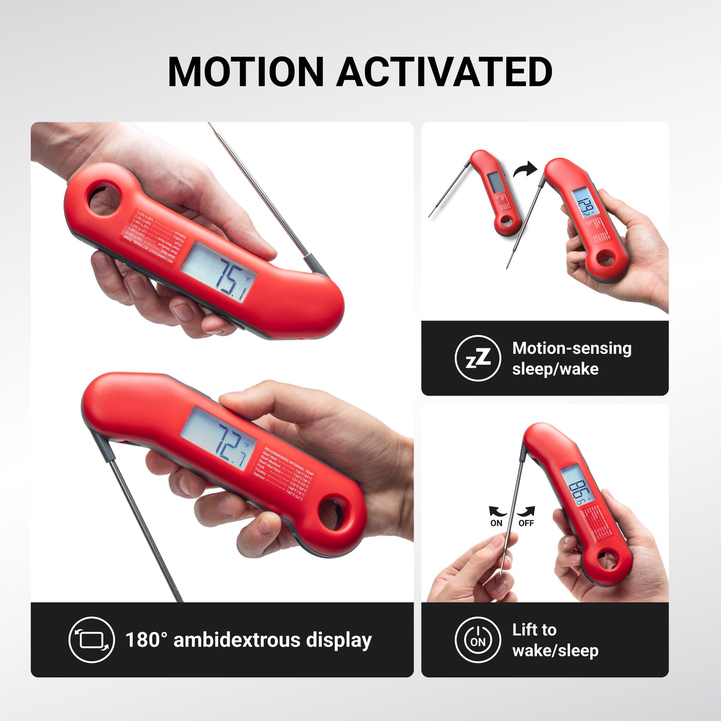 ThermoMaven Professional Meat Thermometer Digital, Ultra-Fast 0.5 Sec Instant Read, NIST Certified ±0.5°F Accuracy, IP67 Waterproof, Auto-Rotating Backlit Display, Lift-to-Wake, for BBQ/Cooking/Candy