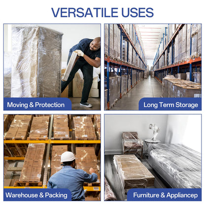 Stretch/Shrink Wrap Roll 18 Inch 1500ft,Heavy Duty 800% Stretch,Clear 80 Gauge Industrial Strength Stretch Film,Plastic Wrap for Pallet Wrap for Pallets,Packing, Shipping&Furniture Protection(4 Roll)