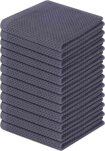 Homaxy 100% Cotton Dish Cloths - Ultra Soft, Absorbent & Quick Drying | 12-Pack, Dark Grey, 12 x 12 Inches
