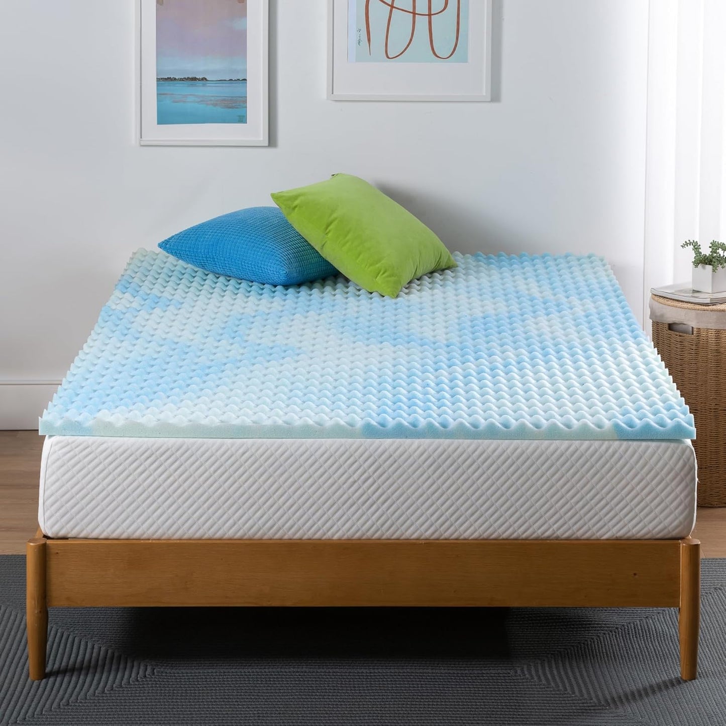 ZINUS 1.5 Inch Swirl Gel Cooling Memory Foam Mattress Topper – CertiPUR-US Certified, Full Size, Convenient Packaging