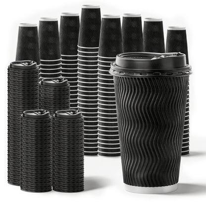 NUPANT 12-Cup Coffee Maker 1.8L Commercial Drip Coffee Maker + 200-Pack 16oz Insulated Paper Cups with Lids | Complete Pour Over Coffee Serving Bundle for Coffee Bar, Restaurant & Catering