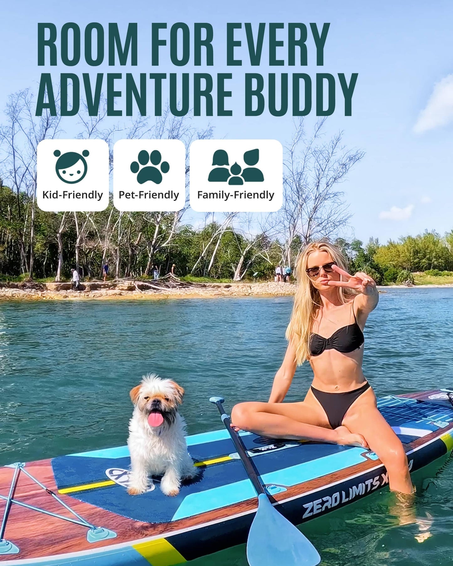 ZLX 11'6" Extra Large Inflatable Stand Up Paddle Board with Inflatable Seat | Stable Non-Slip Deck Pad and Premium iSUP Accessories - Portable Backpack & Upgraded Pump for Adults, All Skill Levels