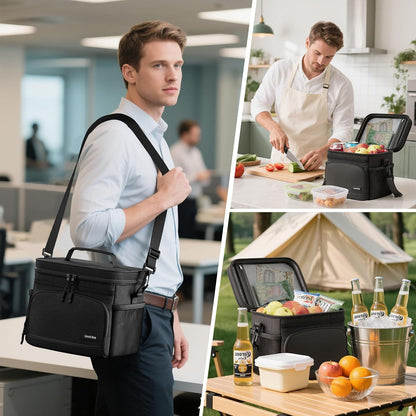Skiennix Insulated Lunch Bag - Soft Cooler Tote for Work, Travel & Picnic | Black, 9L Capacity