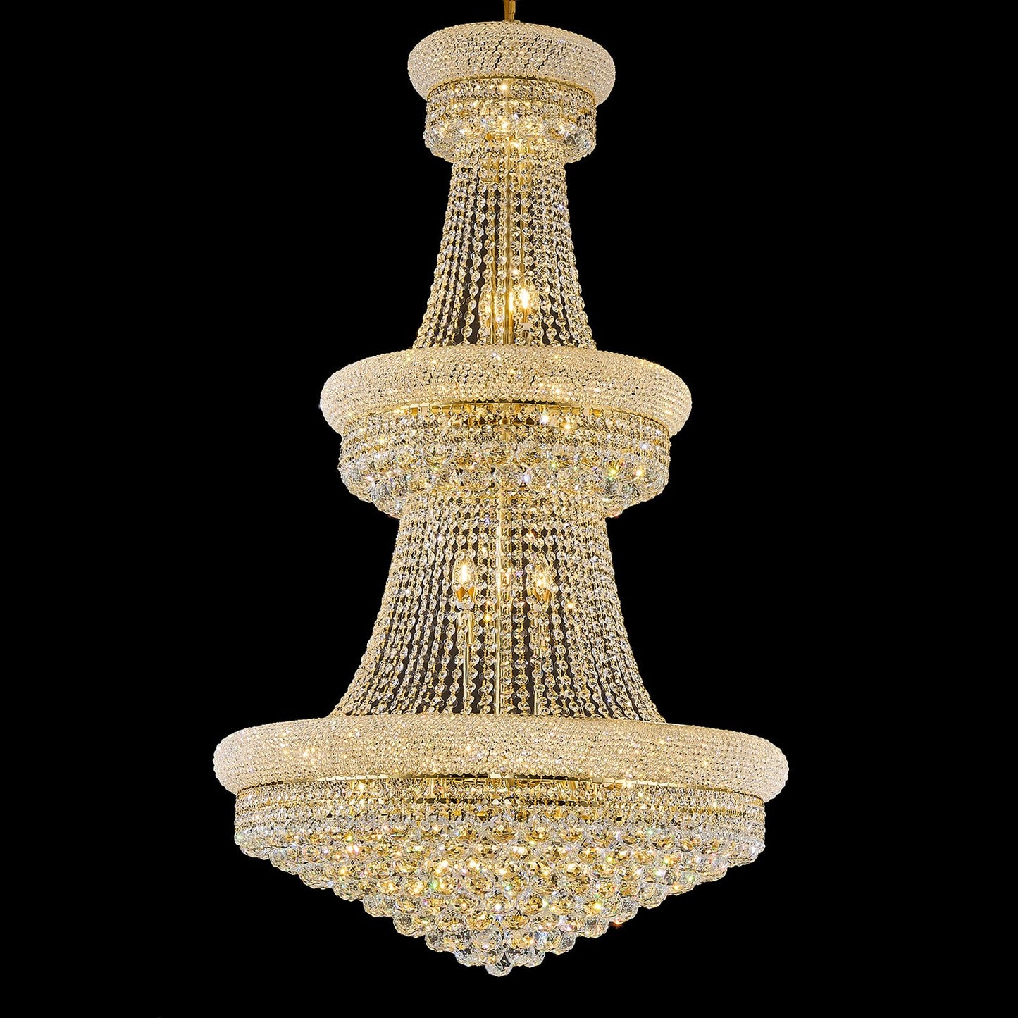 Homeooze 31 - Light Large Empire Crystal Chandelier for High Ceiling Foyer Entryway Staircase Living Room Dining Room Gold Finish