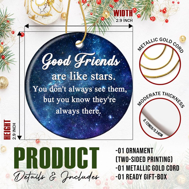 Good Friend Christmas Ornaments Friends Bestie Ornaments 3" Friendship Xmas Tree Ornaments Decorations Gifts for Women Men Friends