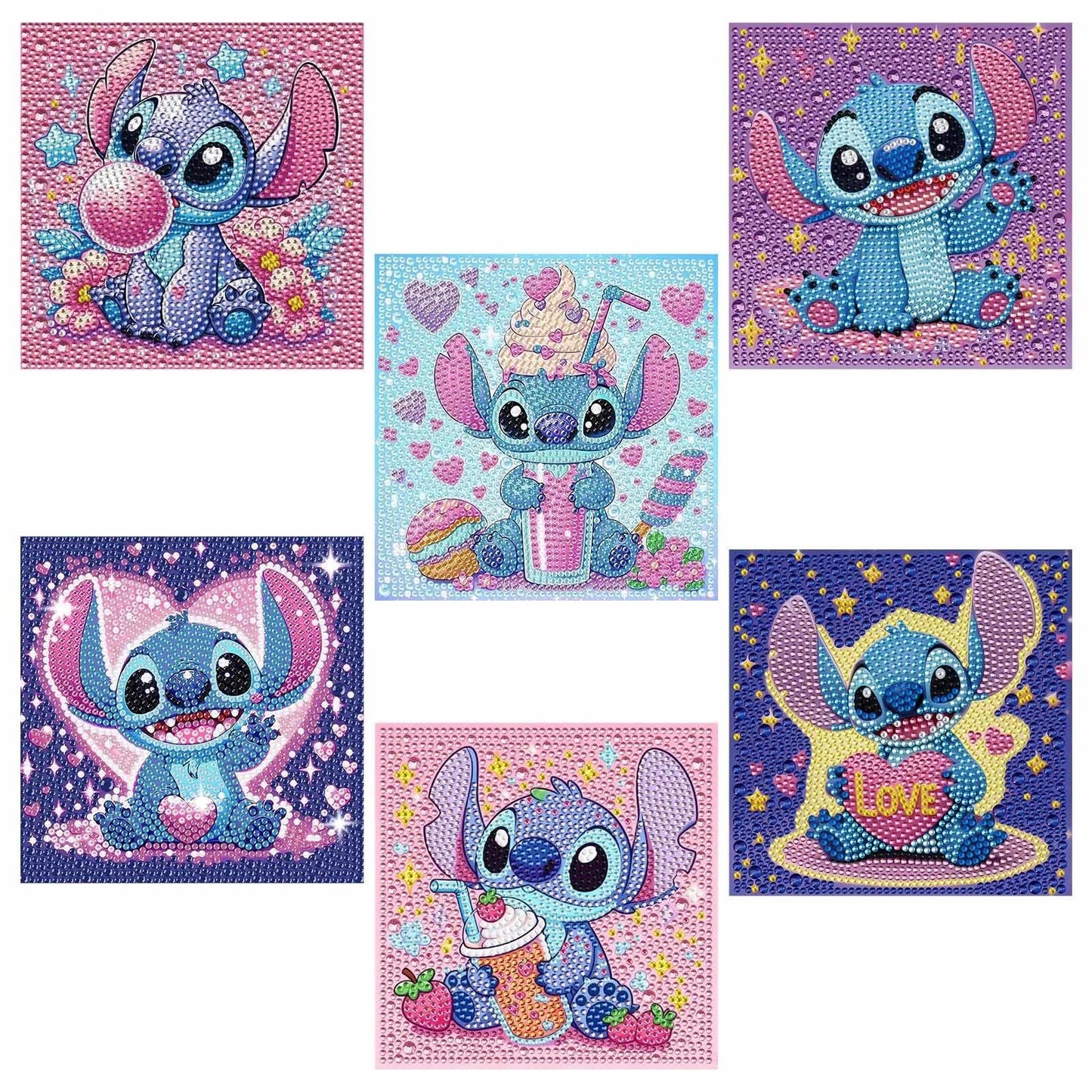 JYLMOOD 6 Packs 5D Diamond Art Kits for Kids Beginners, Full Drill 5D Cartoon Diamond Painting Kits for Adults, DIY Big Gem Art Paintings Kits for Kids Ages 8-12, Home Wall Decor 6x6 Inch