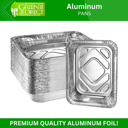 Green Direct Disposable Aluminum Foil Baking Pans with Lids - Half Size (9 x 13 inch) - Pack of 10