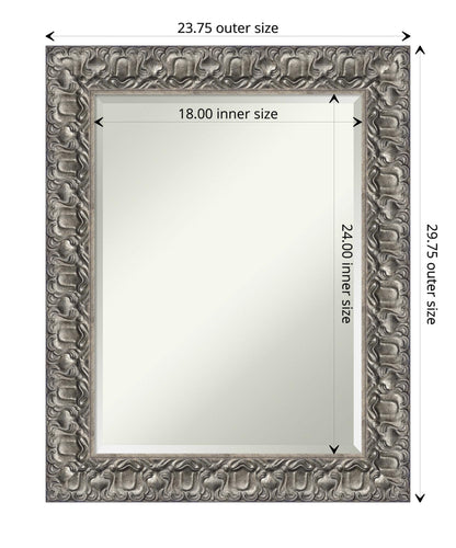 Amanti Art Silver Bathroom Mirror for Over Sink, 30x24 Silver Luxor Rectangle Vanity Mirror, Medium Traditional Wood Frame, Hangs Horizonally and Vertically, Bathroom Wall Decor, Beveled Edge
