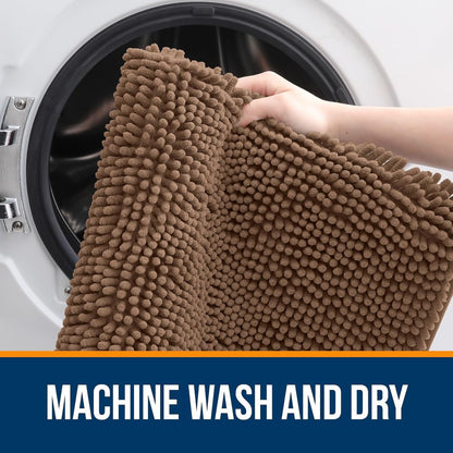OLANLY Bathroom Rugs - Extra Soft Chenille Bath Mats with Rubber Backing | 30x20 Mocha, Quick Dry & Machine Washable