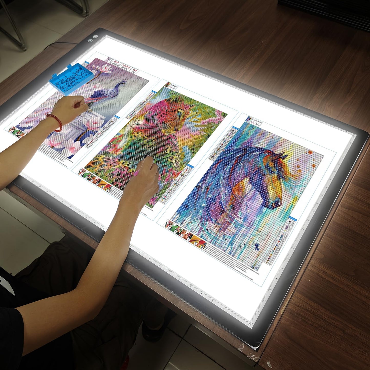 TOHETO Rechargeable A2 Light Pad 23.7"x15.8", Large LED Light Board for Diamond Painting, 3-Color Modes Light Box, Diamond Art Light Table, Lightbox for Tracing and Drawing, Sketching, Artists