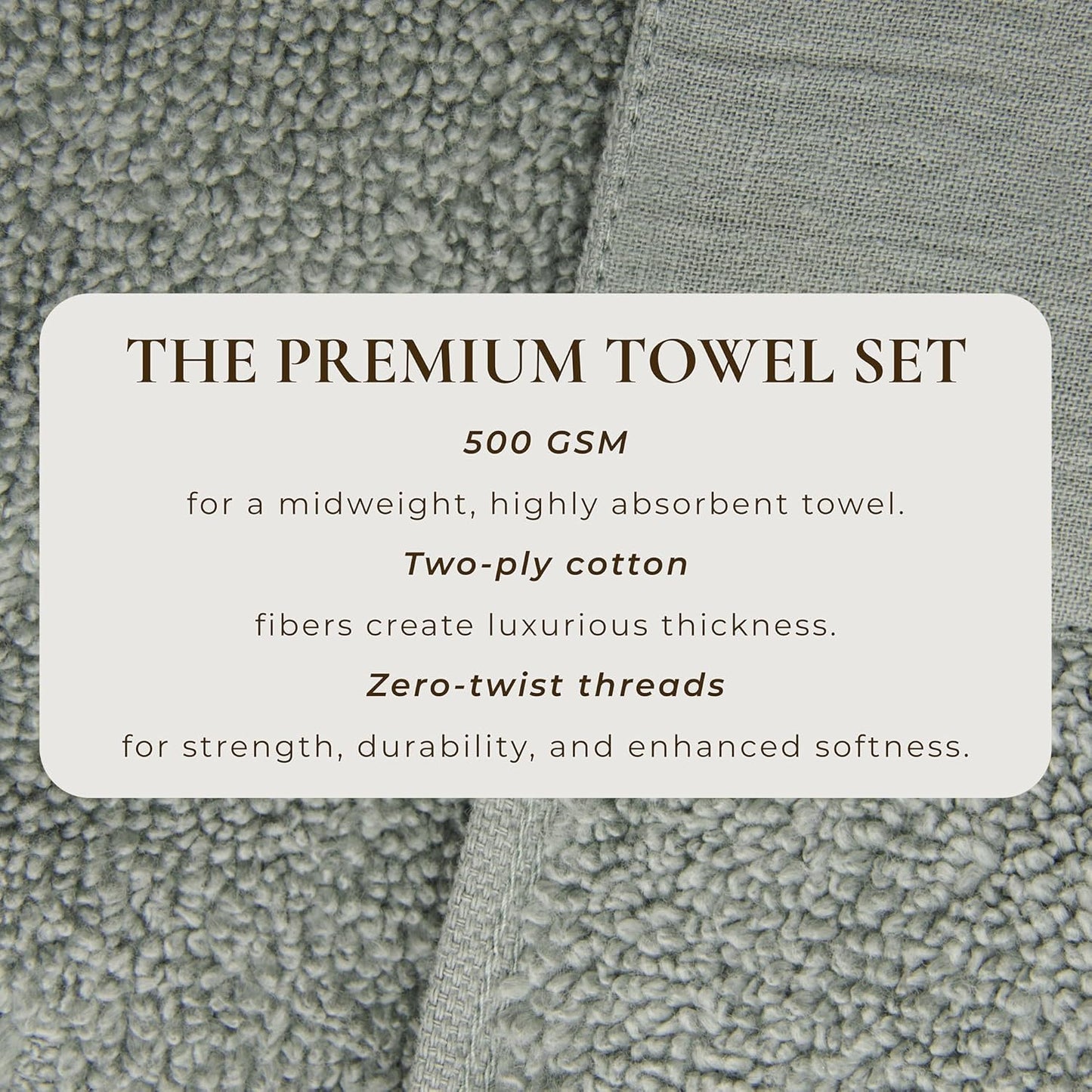 Set 100% 2 2 2 Green Bath Towel - Ultra-Soft Cotton, Linen Like Border Design - Bath Towels, Hand Towels, Washcloths