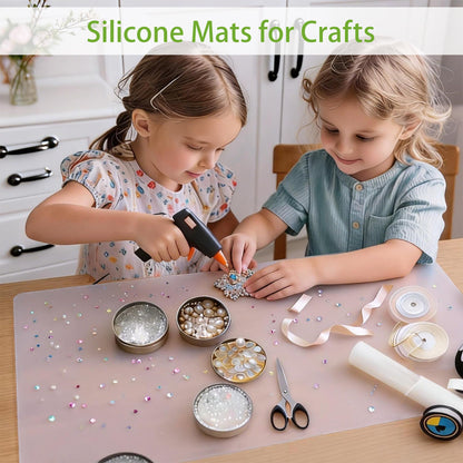 Large Silicone Mats for Kitchen Counter: 14” x 20”(1mm) Clear Non-slip Waterproof Countertop Protector Liner - Non-Stick Baking Mat - Heat Resistant Placemat for Pastry Translucent (2/Pack)