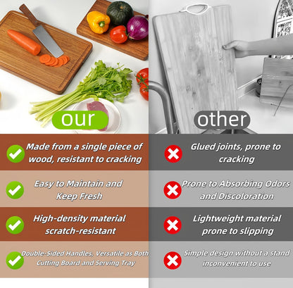 14 9.5 Inch Solid Teak Wood Cutting Board One Piece Non Glued Thick Crack Resistant Wooden Chopping Board