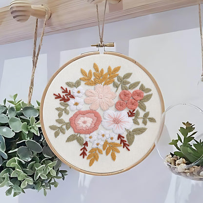 Sivilife Embroidery Kit for Beginners, 3 Sets Stamped Cross Stitch Kits for Beginner, Floral Pattern Embroidery Starter Kits for Adults with Embroidery Hoop Instructions Threads and Needles Scissors