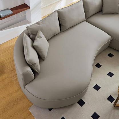 ERYE Luxury Curved Upholstered Sectional Sofa for Living Room, 129" Oversized Unique Curved Leisure Sofa Couch with Right Facing Chaise Lounge & 7 Pillows for Home Apartment