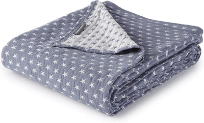 Sterling Creek Dawson Star Muslin Blanket Queen Three Layers Lightweight Breathable Cotton Gauzy Blanket for Adults