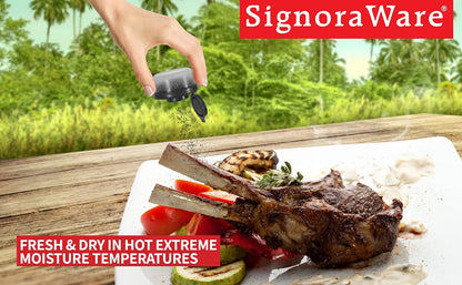 SIGNORA WARE Set 2 Set SIGNORAWARE Salt and Pepper Shakers Moisture Proof of Small Mini Salt Shaker to go Camping