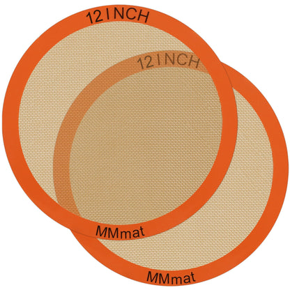 MMmat Silicone Baking Mats Set of 2 Round Non-Stick Reusable Air Fryer Linner - Best German Silicone - 12 inch