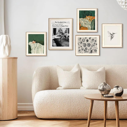 12x16in ASTRDECOR Framed Trendy NewsPaper Wall Art - Every Hour is Happy Hour, Retro News Prints Posters, New York