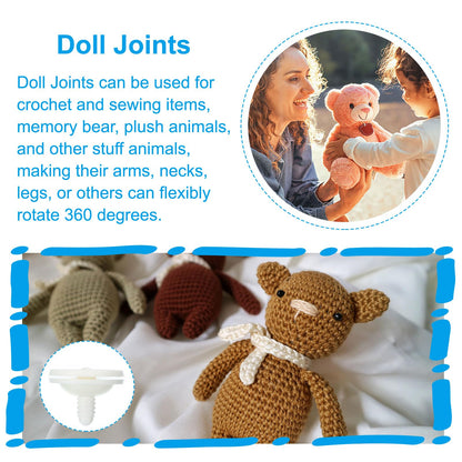 PATIKIL 45mm Doll Joints, 10 Set Plastic Removable Animal Joints Connector Engage Bolt for Bear Soft Limbs Making Head Joints DIY Crafts Accessories, White