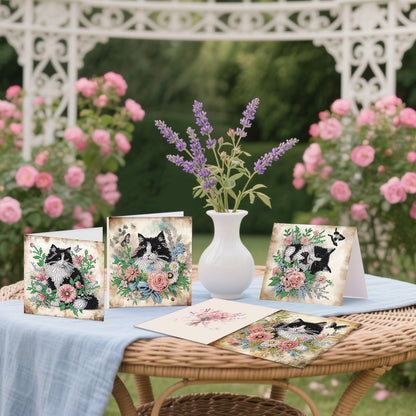 JZHYOAN 6Pcs Cat Diamond Art Card with Envelopes Diamond Painting Cards Crystal Arts Craft Gem Art Gem Painting Mosaic Kit Handmade Birthday Greeting Cards for Holidays Cross Stitch Kit Gift