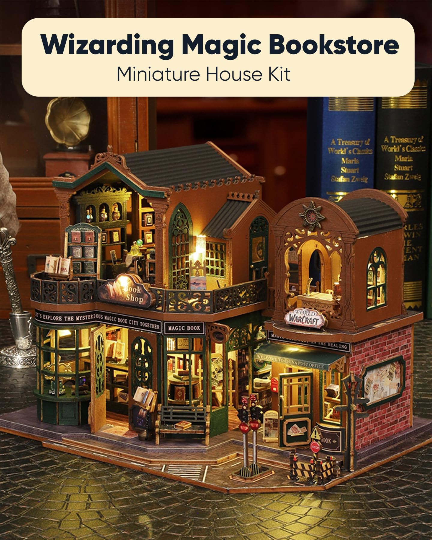 DIY Miniature House Kit, DIY Dollhouse Kit for Adults to Build, Mini Magic House Miniature kit, Model Building Book Nook Diorama Kit, Ideal Gifts for Birthday Christmas(Magic Book Shop)