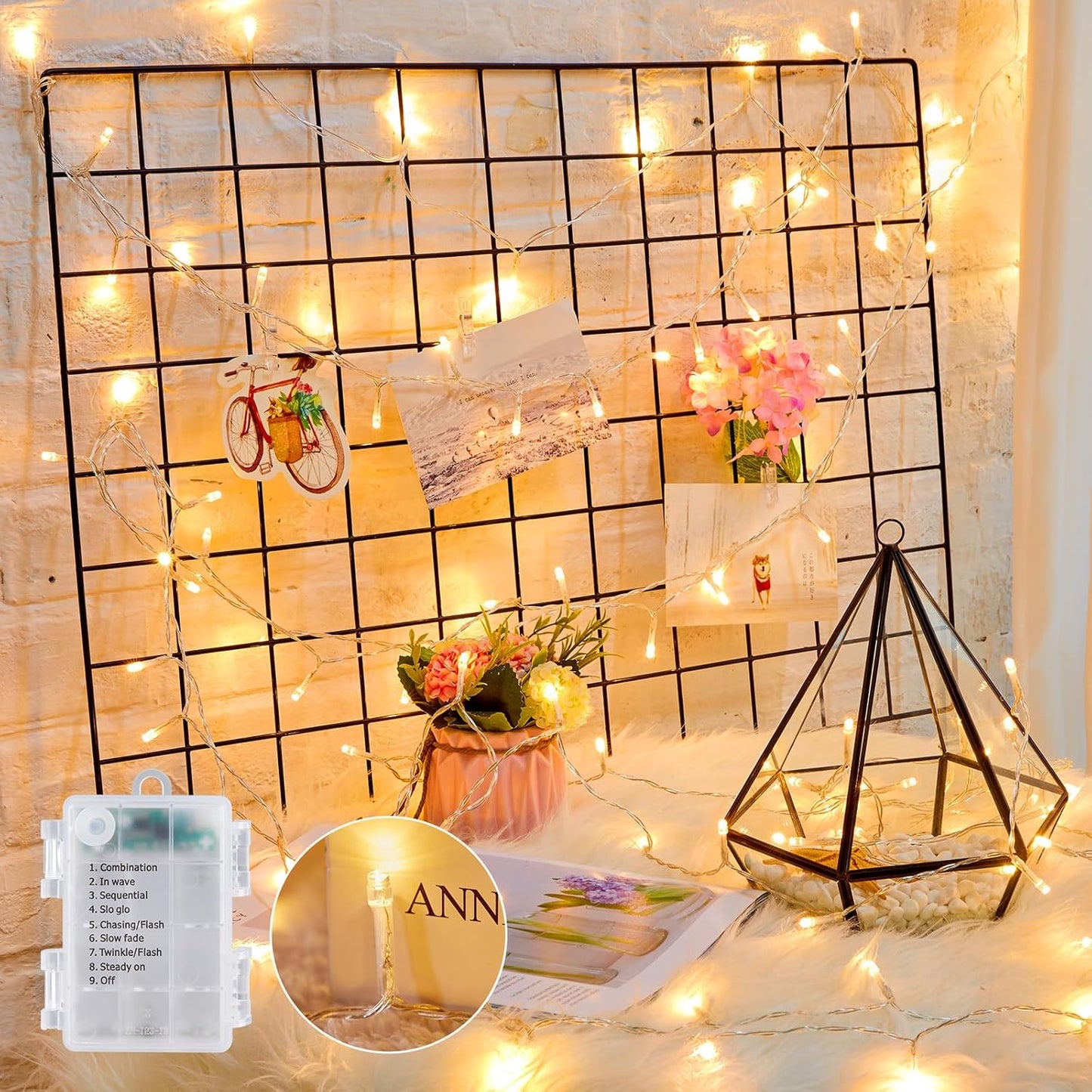 17 50 8 Minetom Christmas String Lights Battery Operated, FT LED Battery Operated Fairy Lights with Timer, Modes