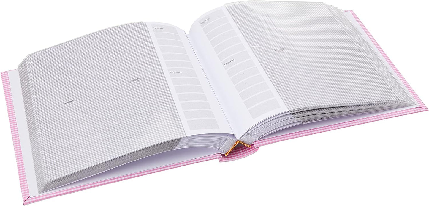 Pioneer Photo Albums Gingham Fabric Frame Cover Photo Album, 200-Pocket for 4 by 6-Inch Prints, Pink