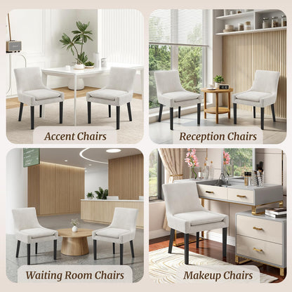 COLAMY Upholstered Dining Chairs Set of 4 with Mid Back and Wood Legs, Modern Accent Side Chairs for Living Room/Dining Room-Beige