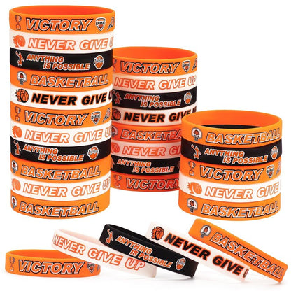 VICROIC 30 PCS basketball silicone bracelets Rubber wristbands, basketball motivational Silicone bracelets for Team Awards Gifts Sports Themed Party Favors