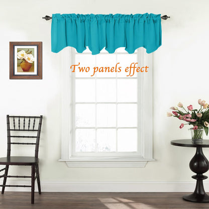 Turquoize Teal Valance Curtains, 52" x 18" Short Window Curtain Valance for Kitchen, Blackout Thermal Insulated