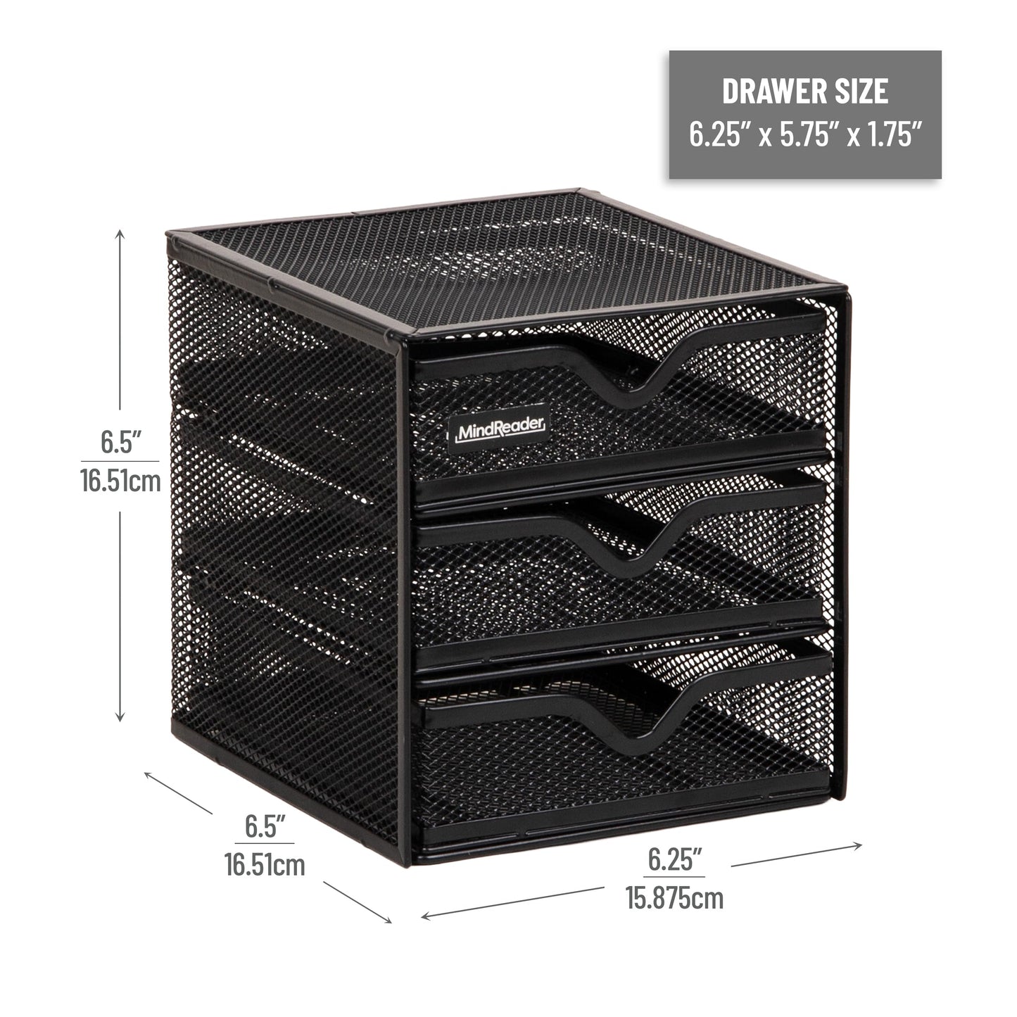 Mind Reader Desktop Accessory Storage, Desk Supplies, Organizer, Office, Metal Mesh, 6.25" L x 6.5" W x 6.5" H, Black