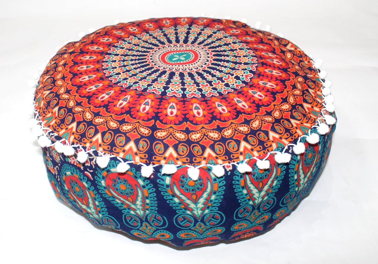 18" CRAFT KALA Large Hippie Mandala Meditation Floor Ottoman Pillow Cushion Pouf Cover Square Poufs Bohemian Circle