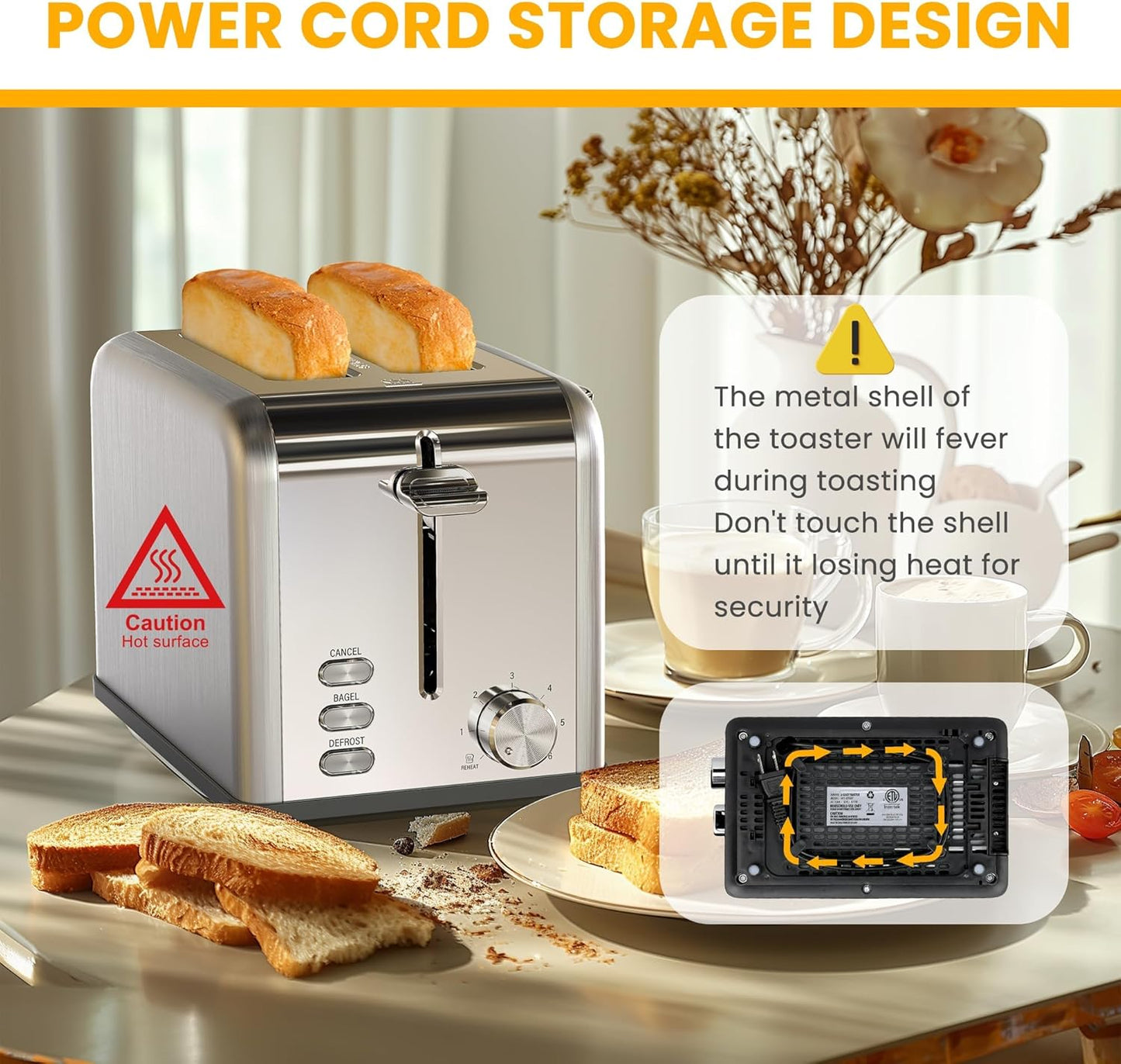 Simple Deluxe 2-Slice Toaster - 3 Function, 6 Browning Settings, Extra Wide Slot & Removable Crumb Tray