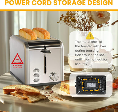 Simple Deluxe 2-Slice Toaster - 3 Function, 6 Browning Settings, Extra Wide Slot & Removable Crumb Tray