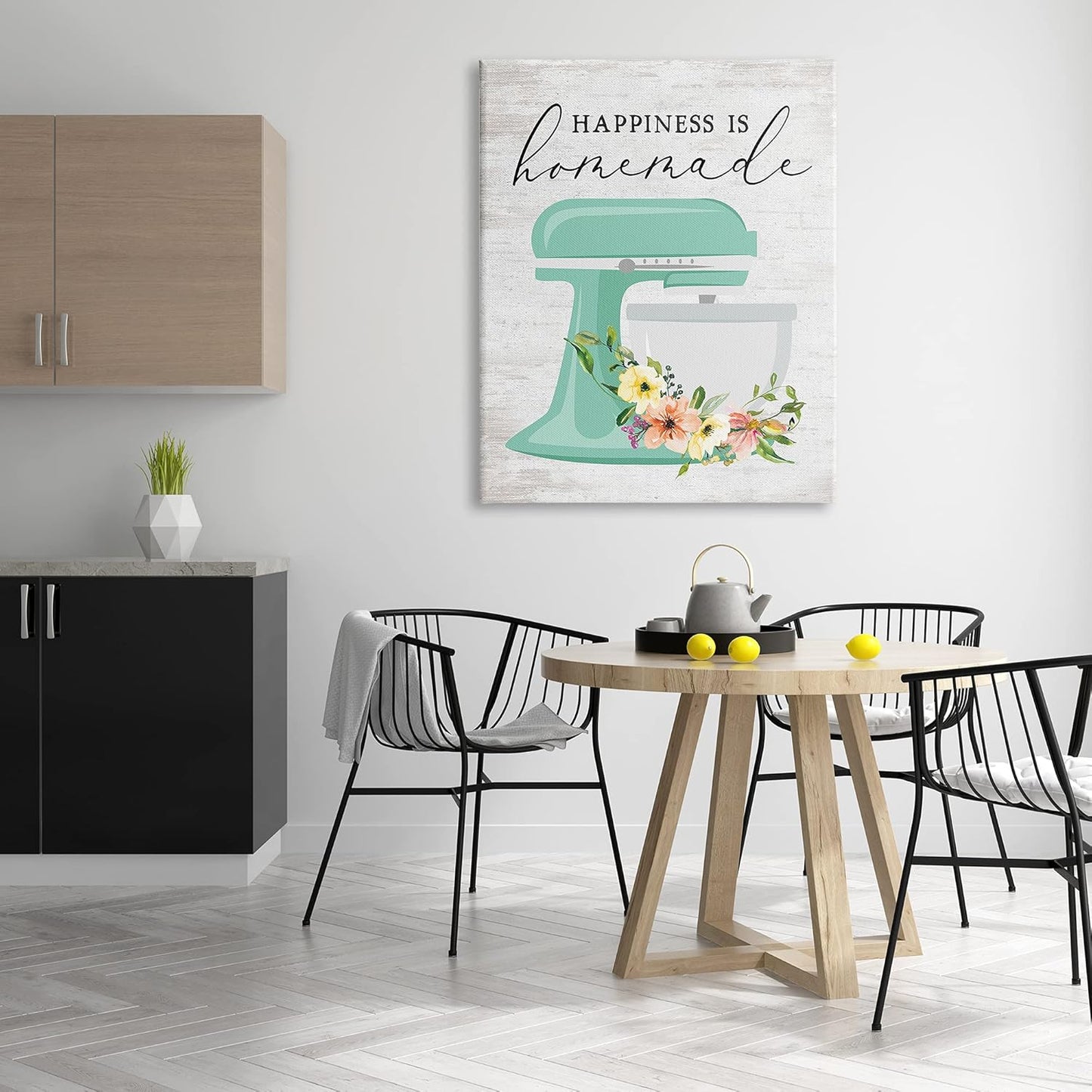 Stupell Industries Happiness is Homemade Phrase Floral Kitchen Stand Mixer Canvas Wall Art, 36 x 48, Multi-Color