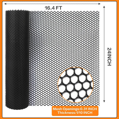 Bar Shelf Liner for Countertop, Glass Drying 24 Inch Wide Plastic Mesh Liners Mat, Non Slip Bar Mats Cabinet Liner for Pub Shelves Cupboard, 61X500CM, Black