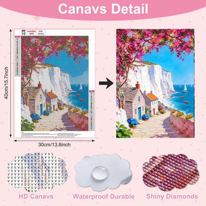 AIRDEA Landscape Diamond Art Painting Kits for Adults Seaside Diamond Painting 12x16in DIY Gem Art Kits for Beginners