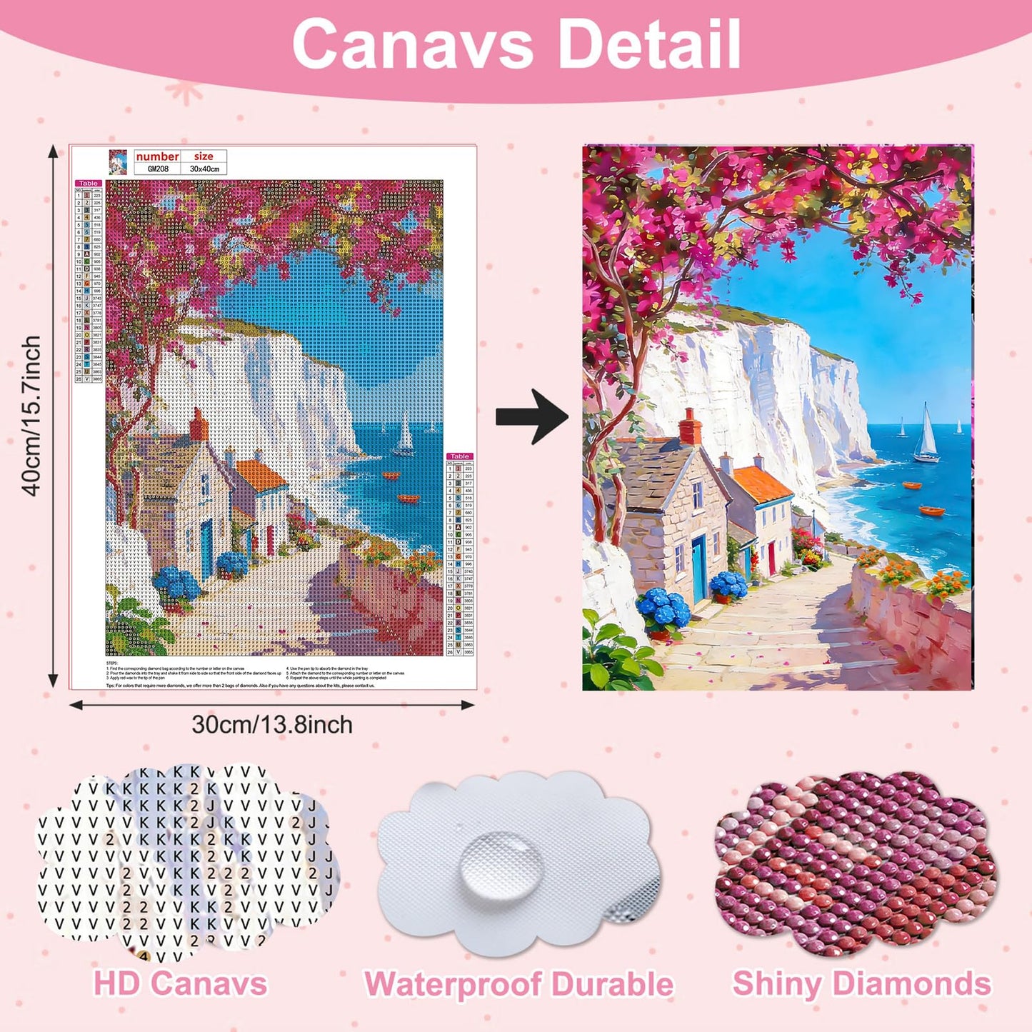AIRDEA Landscape Diamond Art Painting Kits for Adults Seaside Diamond Painting 12x16in DIY Gem Art Kits for Beginners
