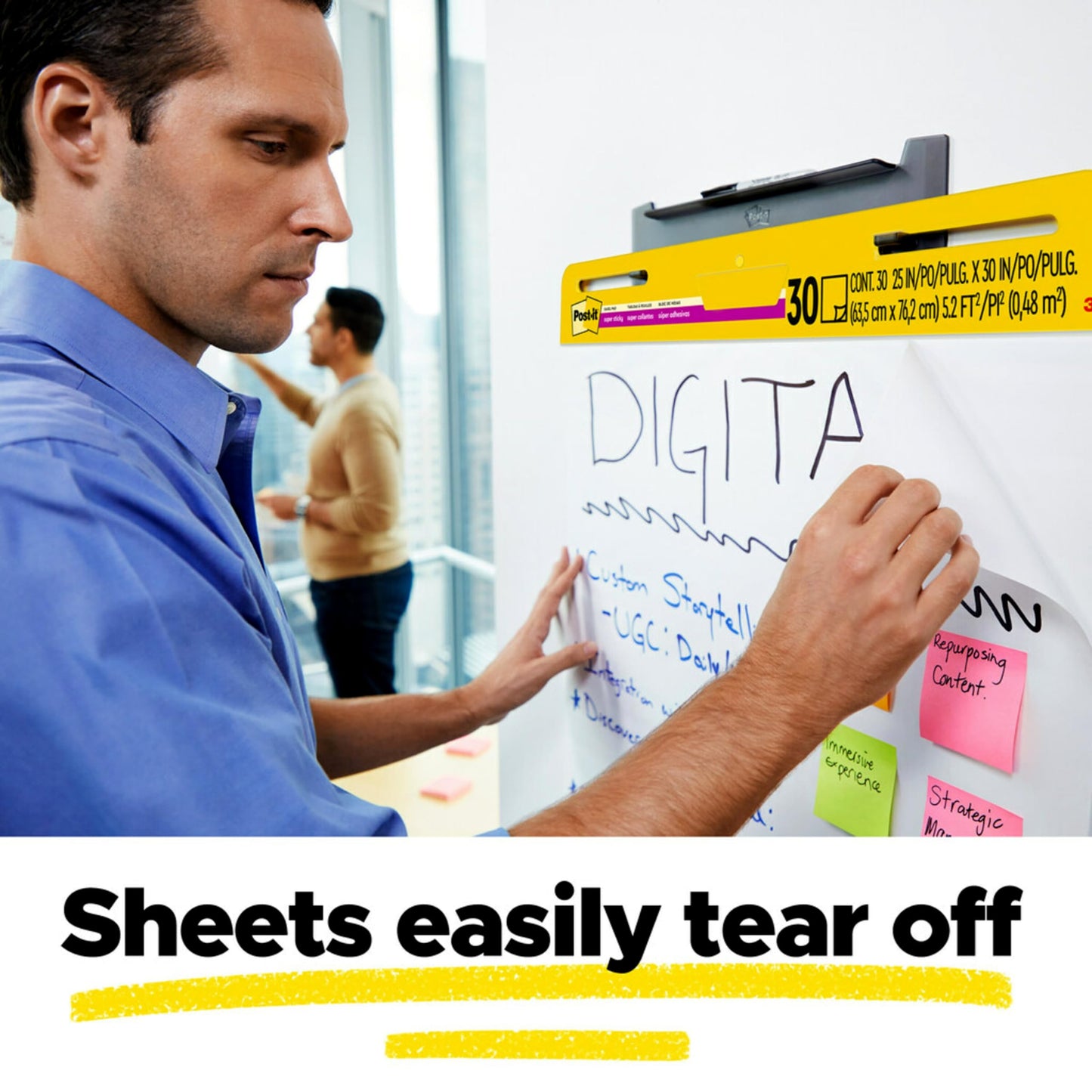 Bundle of Post-it Super Sticky Easel Pad 25 in x 30 in, 2 White Pads + 2 Lined Pads, 30 Sheets/Pad, Self Stick Flip Chart Paper, Teacher Anchor Flip Chart Paper, Super Sticking Power