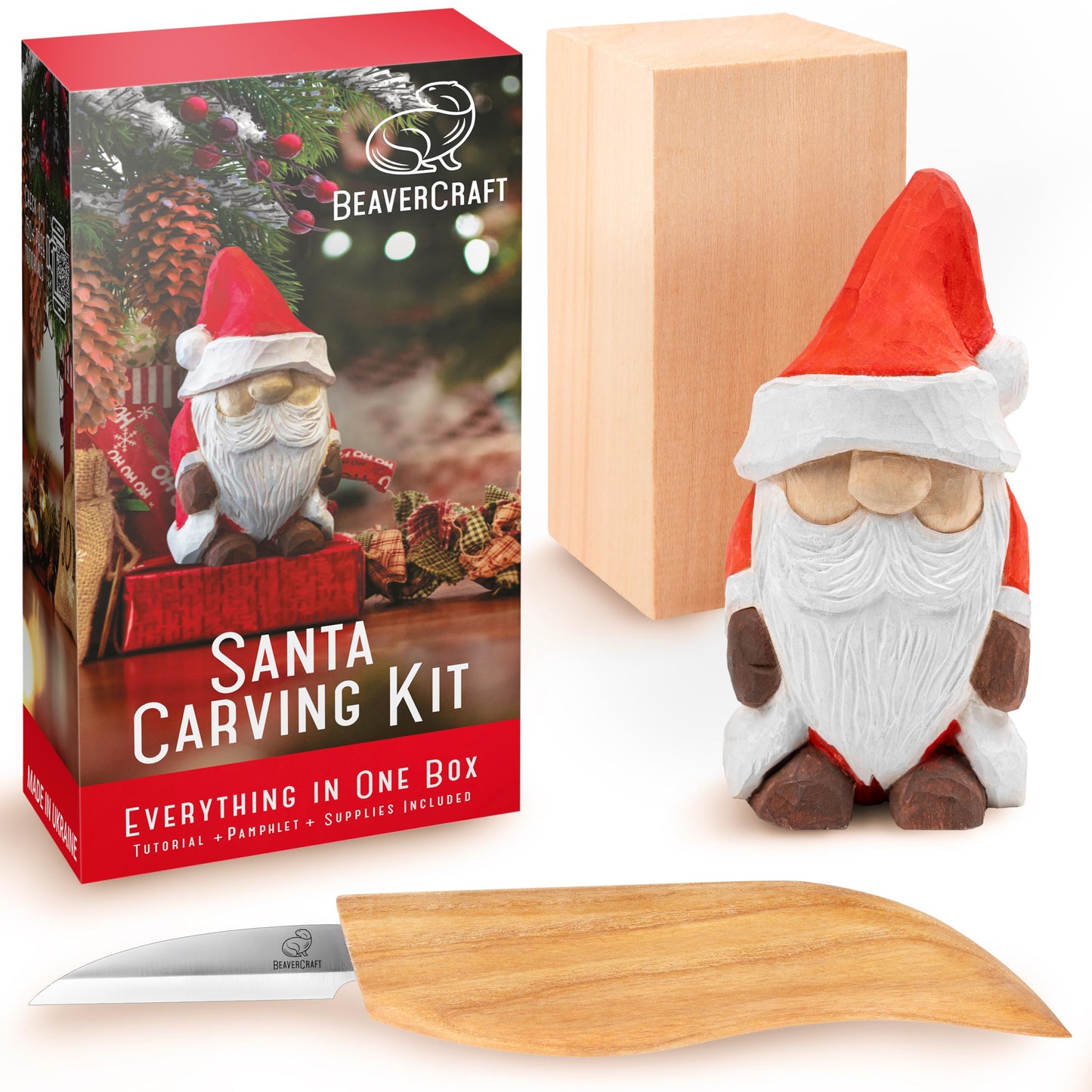 BeaverCraft DIY06 Santa Whittling Kit – Wood Carving Kit for Beginners – Wood Carving Tools Set, Diy Crafts for Adults – Woodworking Kits for Kids&Teens – Hobby Kits for Adults, Woodworking Gifts