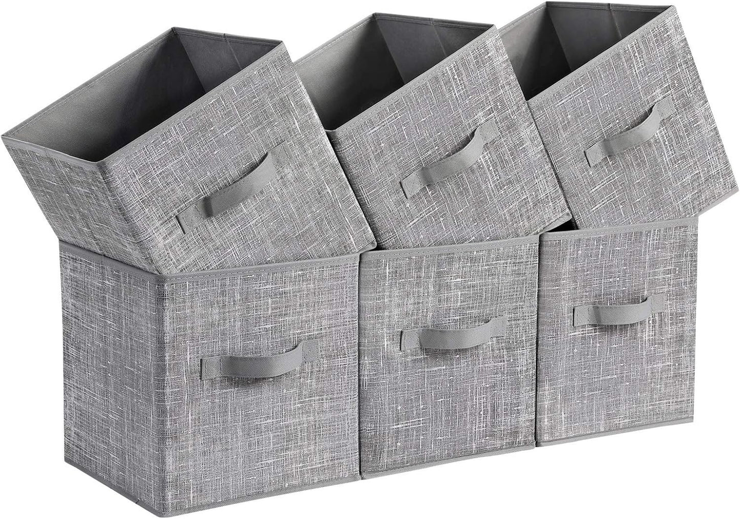 SONGMICS Storage Cubes - 11-Inch Foldable Fabric Bins with Double Handles | Set of 6 in Cattail Gray