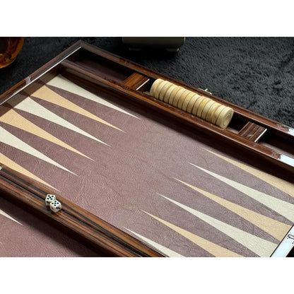 Turkish Backgammon Set for Adults, 19 Inch Luxury Ebony & Leather Backgammon Board, Premium Foldable Travel Game with Acrylic Checkers & Dice, Elegant Gift Choice for 2 Players