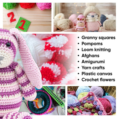 CRAFTISS 30 of 20g/0.7Oz Acrylic Yarn Mini Skeins - 1300 Yards of Soft Yarn for Crocheting and Knitting Craft Project, Assorted Starter Crochet Bulk Kit for Adults and Kids - Mothers Day Gift