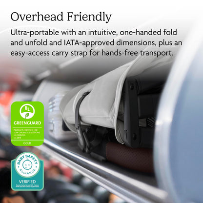 UPPAbaby Minu V3 Travel Stroller | Lightweight + Compact Design | One-Hand Fold + Unfold | from Birth + Overhead Compatible | Jake (Charcoal/Carbon Frame/Black Leather)